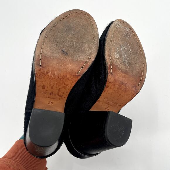 RAG & BONE Harrow Black Leather Heeled Bootie Boots // 6 - Picture 6 of 13